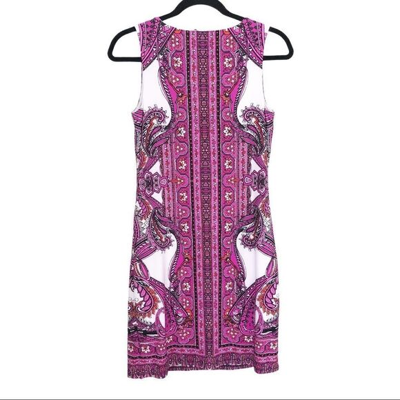 I.N.C. Sleeveless Pink Paisley Print Shift Dress Size Small Petite - Picture 2 of 10